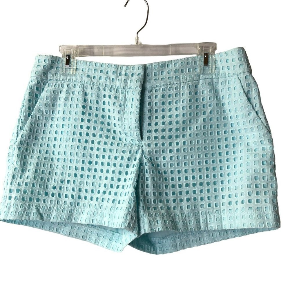 FLEUR  BLEU Aqua‎ Blue Eyelet City Fit Casual SHORTS SIZE 8